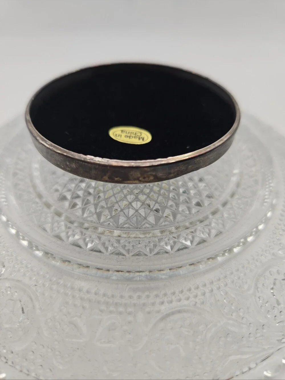 Vintage Silverplated Pedestal Server Cake Stand Glass Serving Tray w/ Box